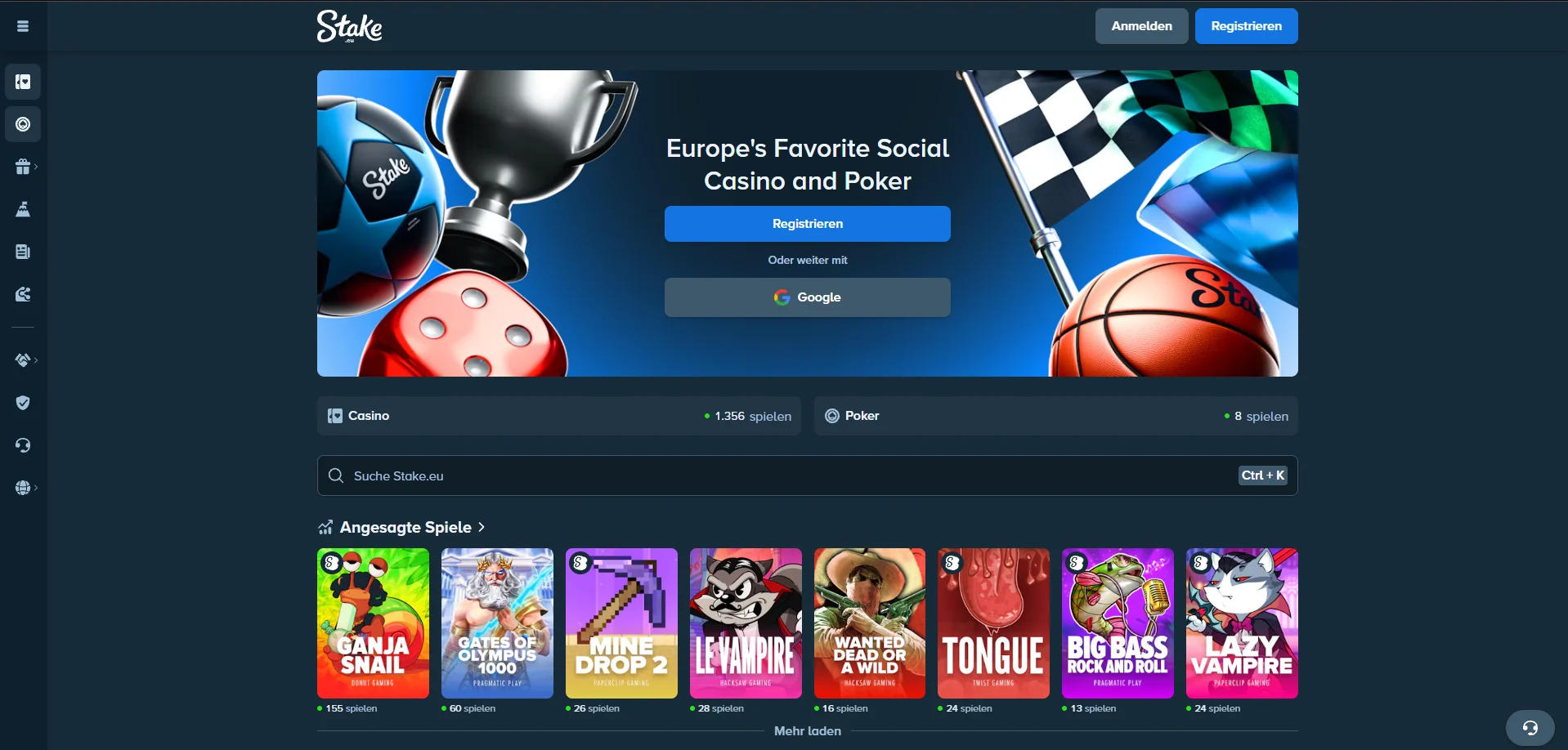 Stake.eu mit Casino, Poker und der deutschen Spieleauswahl